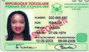 Permis de conduire Permis de conduire togolais (spécimen anonymisé)